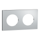  Image Odace Métal - plaque de finition 2 postes - effet Aluminium support noir