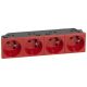  Image Prise 4x2p+t f/b inclinees 45  multiples bornes automatiques (enjoliveur rouge)