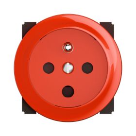 Prise 2P+T 16A 250V &agrave; d&eacute;trompage C&eacute;liane avec enjoliveur rouge r&eacute;f&eacute;rence : CM0115 L&nbsp;&nbsp;