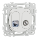  Image Odace - prise mixte RJ45 Cat.6 STP + TV - blanc craie