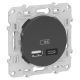 Odace - prise USB double - type A+C - anthracite - 5 Vcc - 2,4A