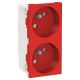 Unica - prise double 2P+T - FR - 45° - connexion rapide - Rouge - méca seul