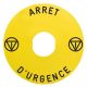  Image Harmony - étiq plate - jaune - logo en - 'arret d'urgence' -  ø60 - pr zbz1605