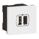  Image Chargeur usb double modulaire associable 2m type a+c blanc