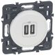 Prise chargeur usb 2 sorties complet blanc