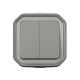  Image Commande double interrupteur ou poussoir Plexo complet saillie gris