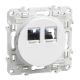  Image Odace, prise double rj45 blanc, grade 1 (téléphone + informatique) cat. 6 utp