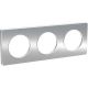 Odace Touch - plaque 3 postes horiz/vert 71mm aluminium brossé avec liseré blanc